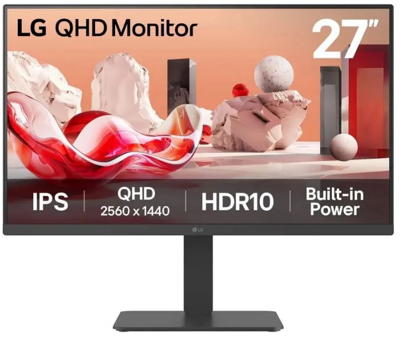 LG 27BA45QB-B в рабочей обстановке на столе