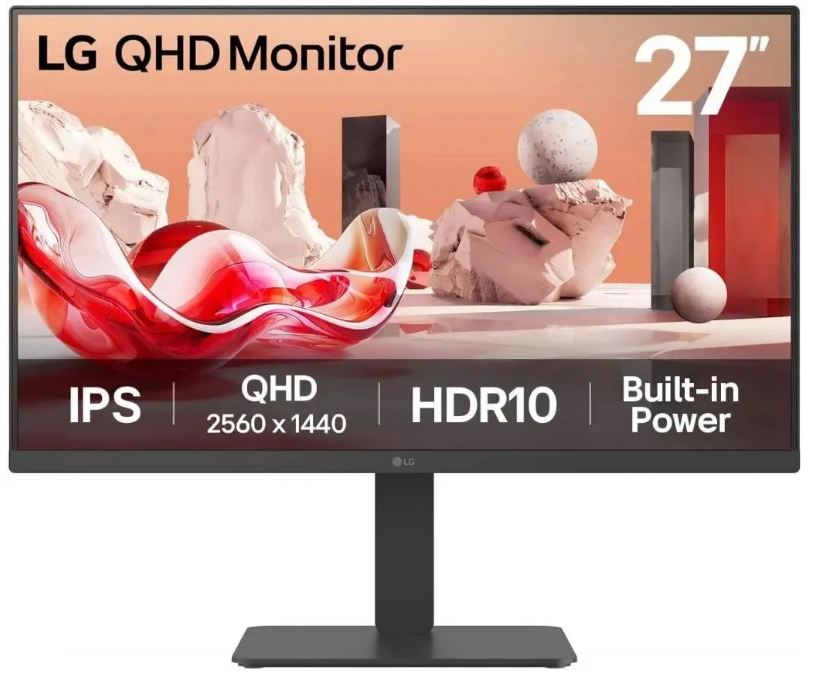 LG 27BA45QB-B - вид сбоку и эргономичная подставка