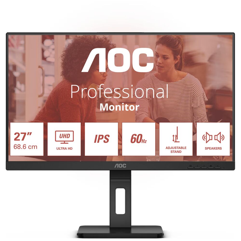 AOC U27E3UF — безрамочный дизайн спереди