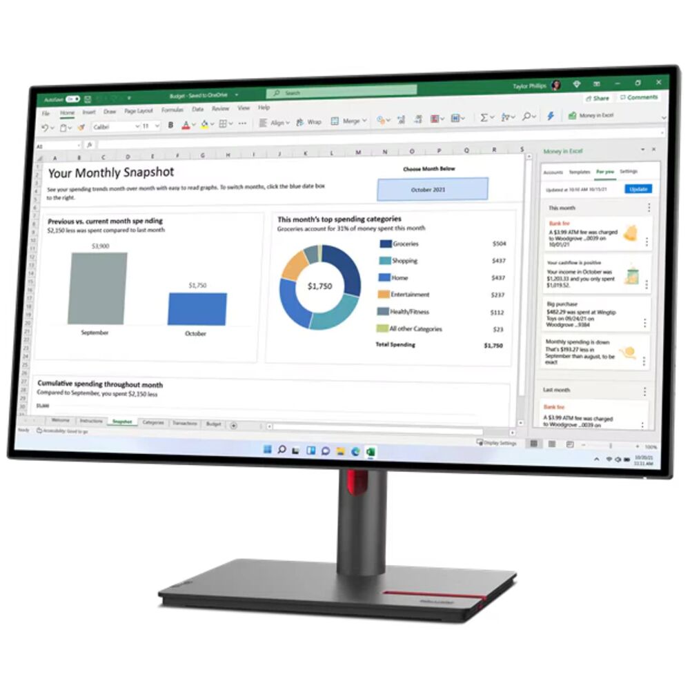 Lenovo ThinkVision P27h-30 крупный план экрана