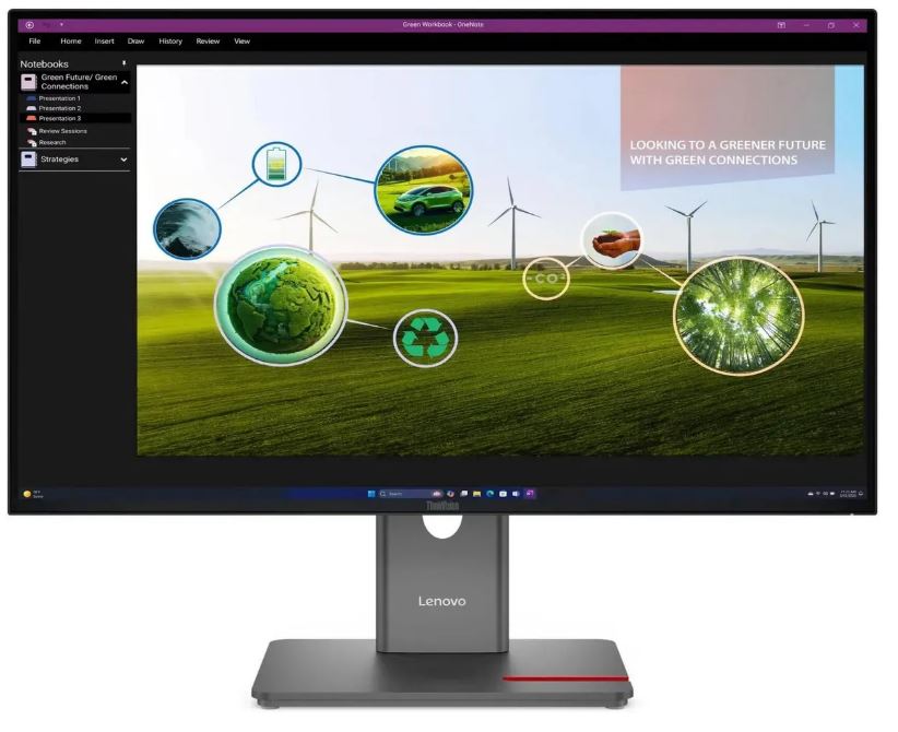 Lenovo ThinkVision P27Q-40 вид сбоку и на подставку