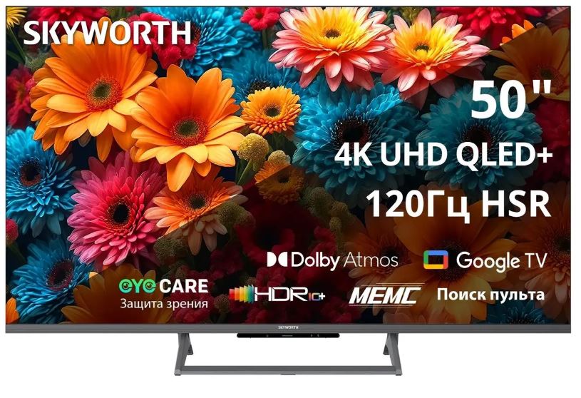 Skyworth 50Q67H — вид сзади, разъёмы