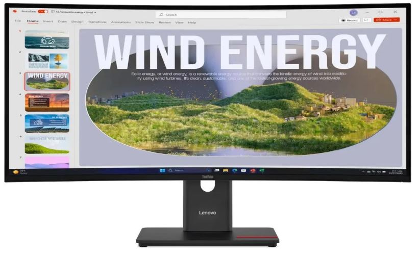 Lenovo ThinkVision T34WD-40 вид сбоку и разъёмы