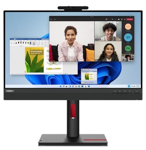 Вид сзади Lenovo ThinkCentre Tiny-In-One 24 Gen 5 с установленным компьютером Tiny