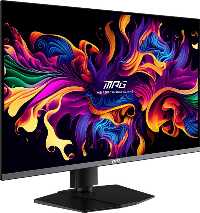 MSI MPG 321URX QD-OLED вид сзади с подсветкой