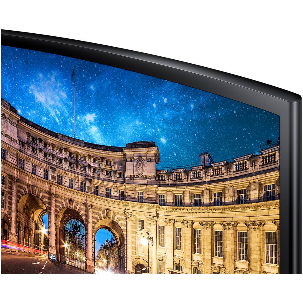 Samsung LC24F390FHMXUE — крупный план экрана и изгиб
