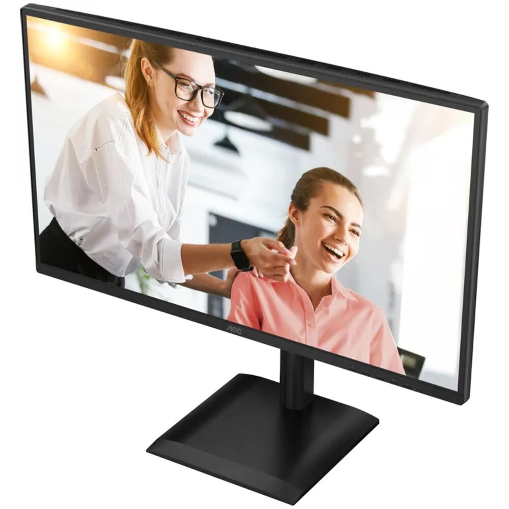 AOC Q27E4CV — рабочее место с ноутбуком и одним кабелем